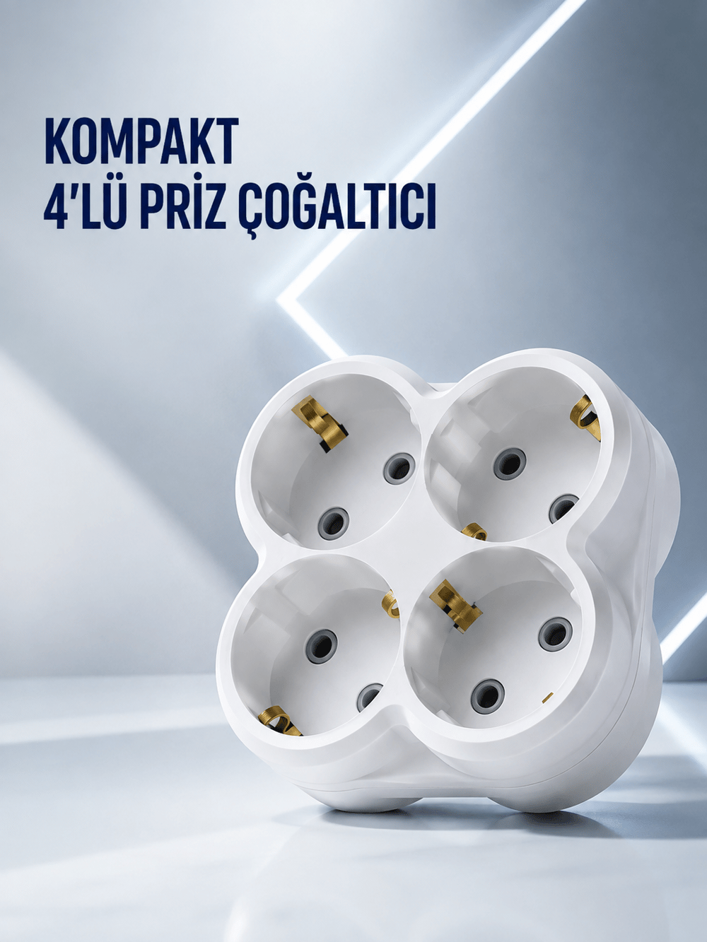 Duvar Tipi Priz Çoğaltıcı 4 Çıkışlı Kablosuz Kompakt Priz Adaptörü
