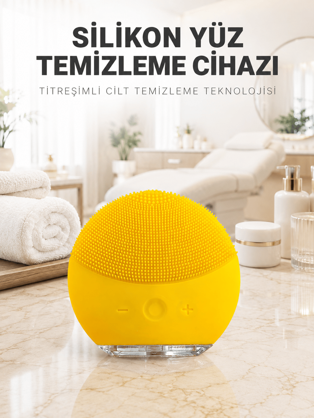 Elektrikli Silikon Yüz Temizleme Fırçası Şarjlı Ayarlanabilir Titreşimli Cilt Bakımı