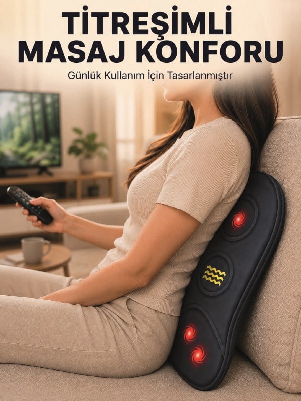 Ergonomik Isıtmalı Bel Masaj Minderi Sırt Destek Minderi