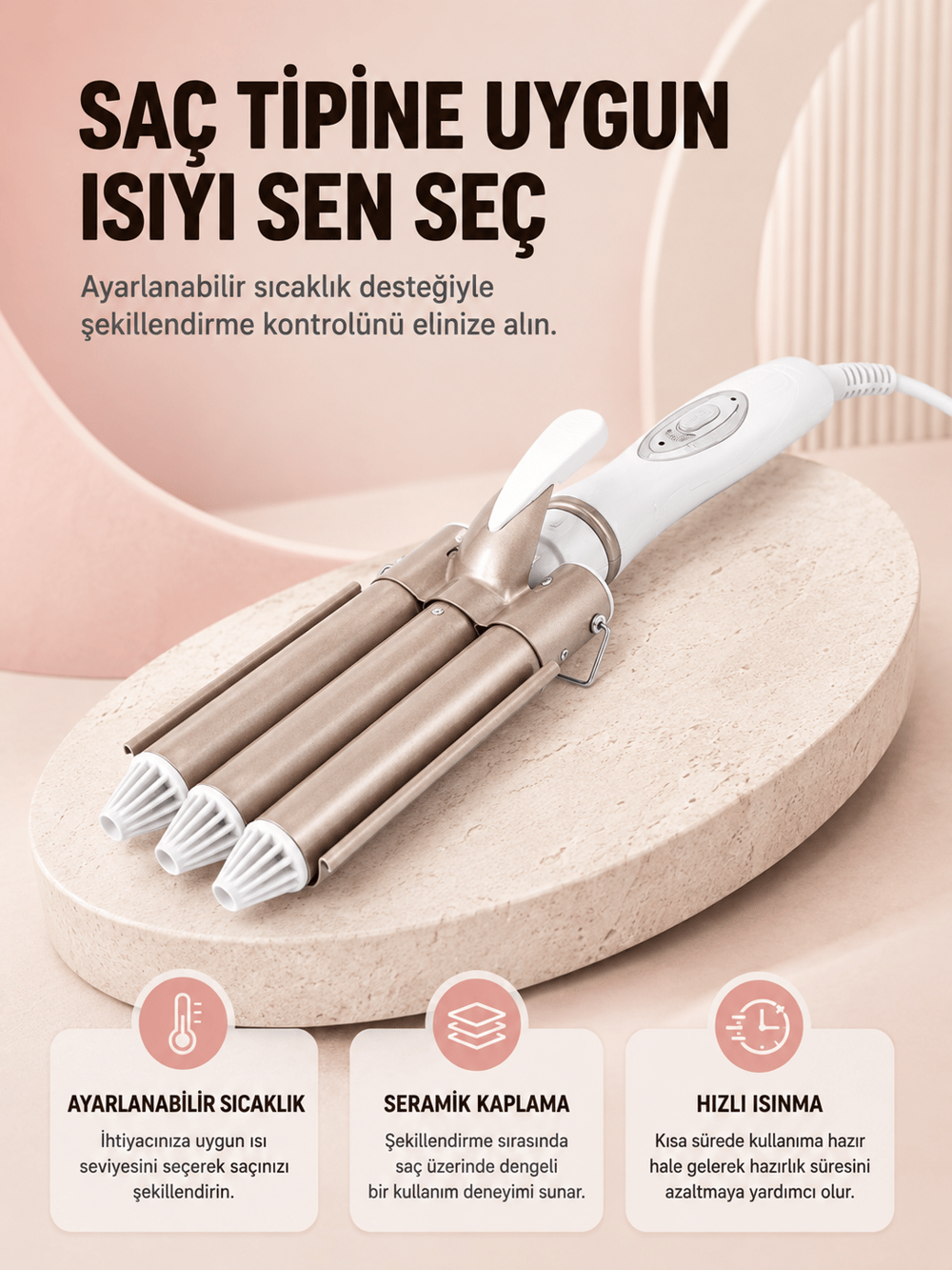 Her Saç Tipine Uygun, Hızlı Isınan Bukle Yapıcı – Evde Kuaför Kalitesinde Sonuç Yeni Nesil