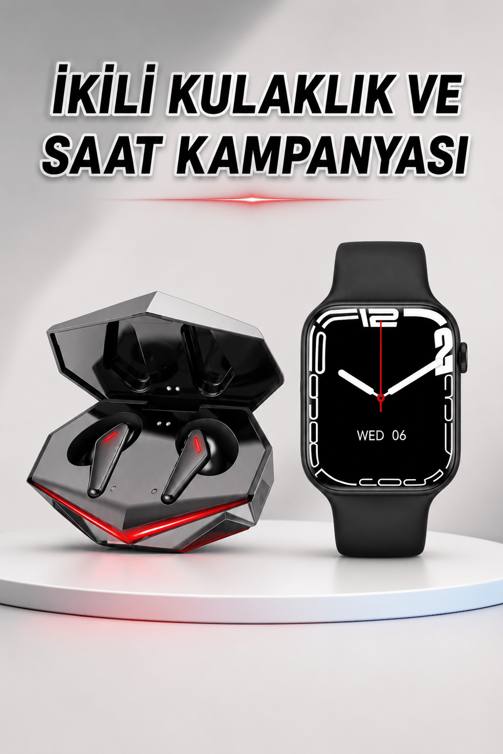 İkili Set Dev Kampanya Ucuz Kulaklık Ucuz Akıllı Saat Gürültü Önleyici Uzun Pil Ömrü