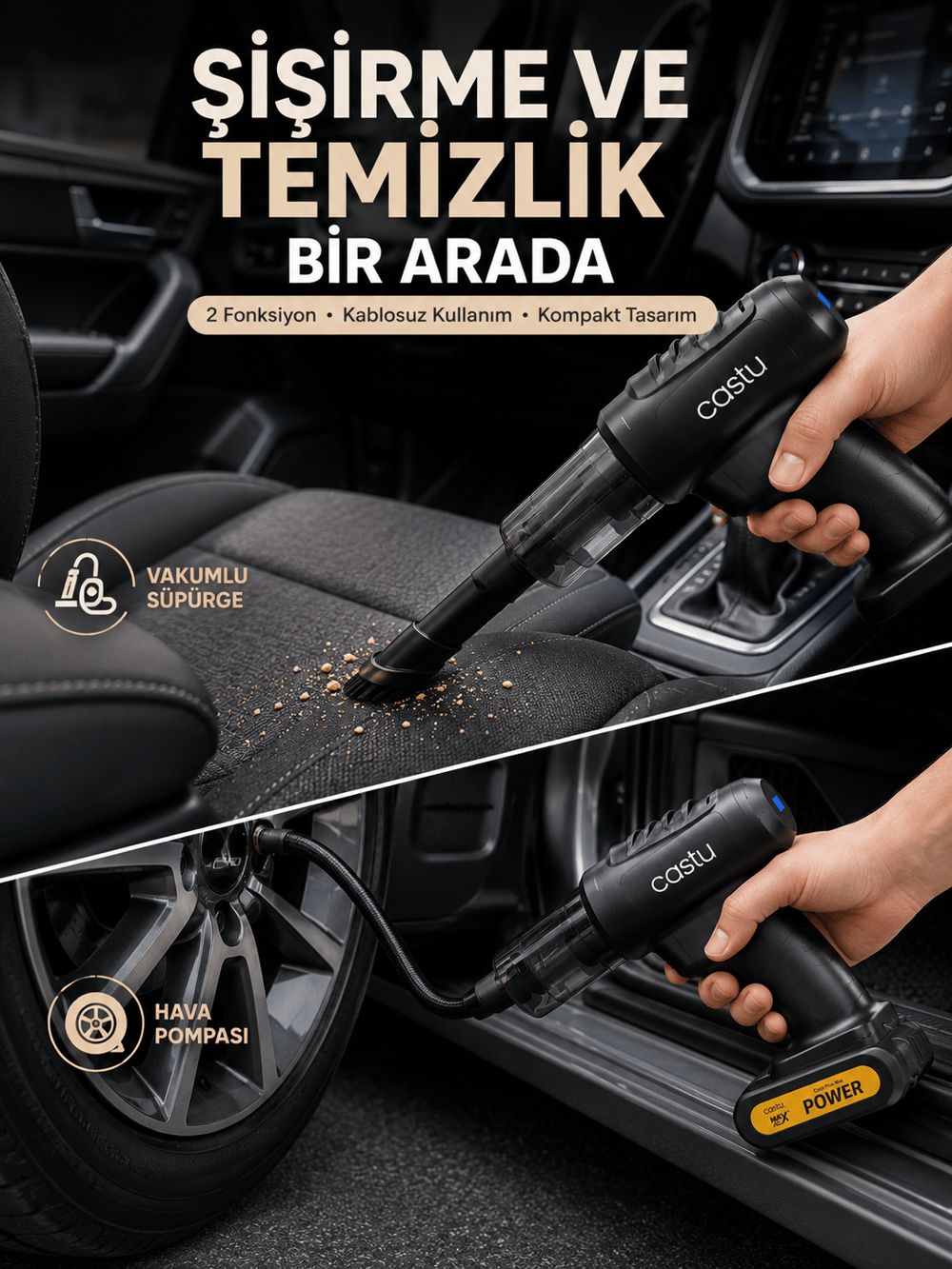 Kablosuz Hava Pompası ve Vakumlu El Süpürgesi