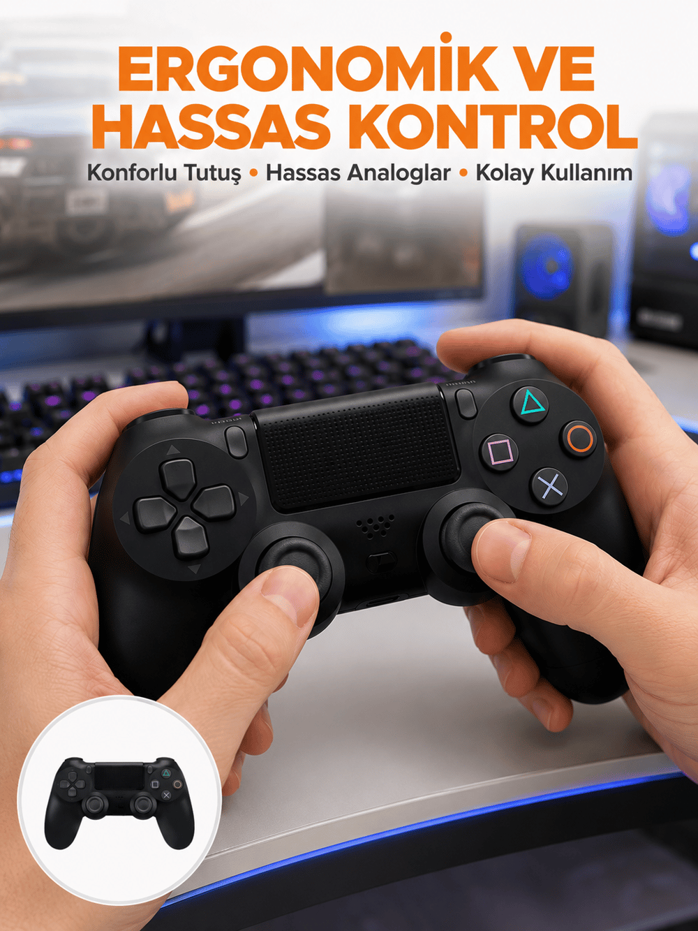 Kablosuz PS4 Oyun Kolu – Çift Titreşimli Motor, Uzun Pil Ömrü ve Hassas Kontrol Yeni Nesil