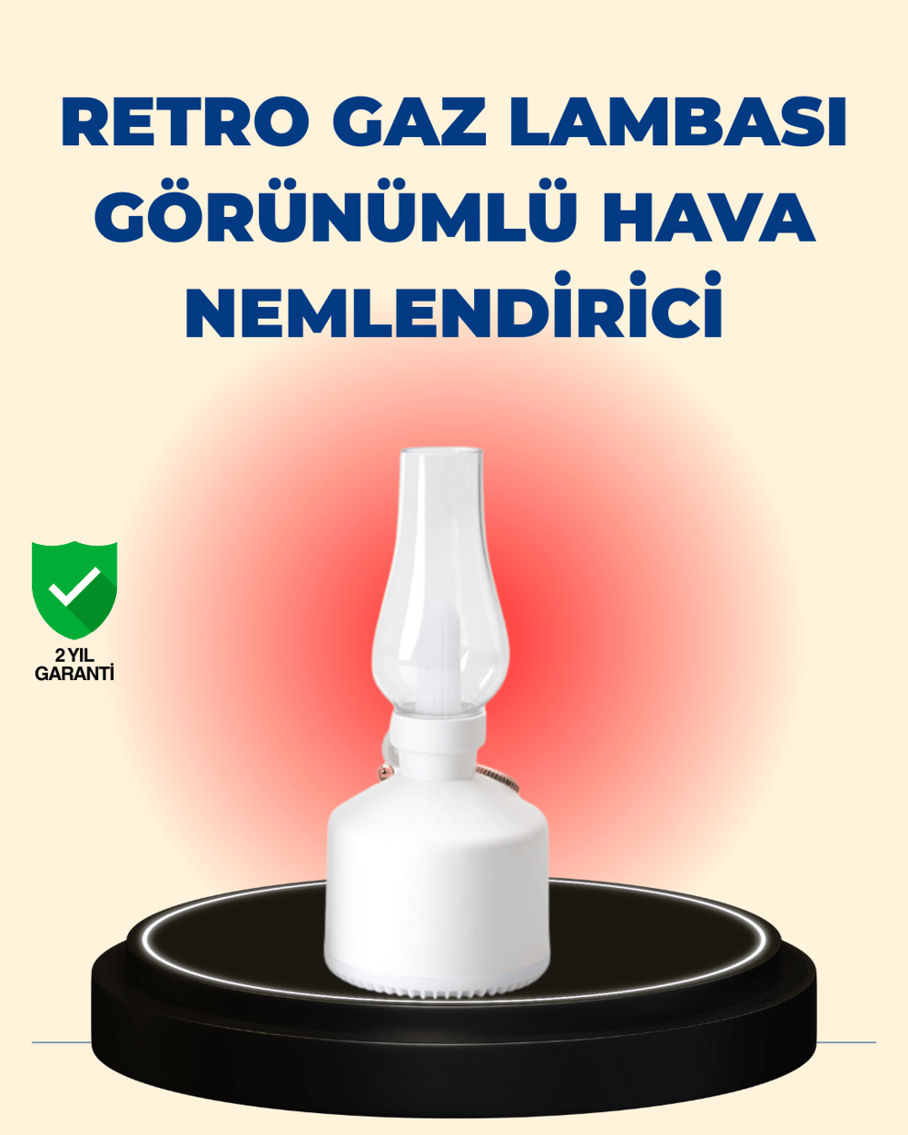 Kablosuz Retro Buhar Makinesi Gaz Lambası Tasarım Ledli Difüzör