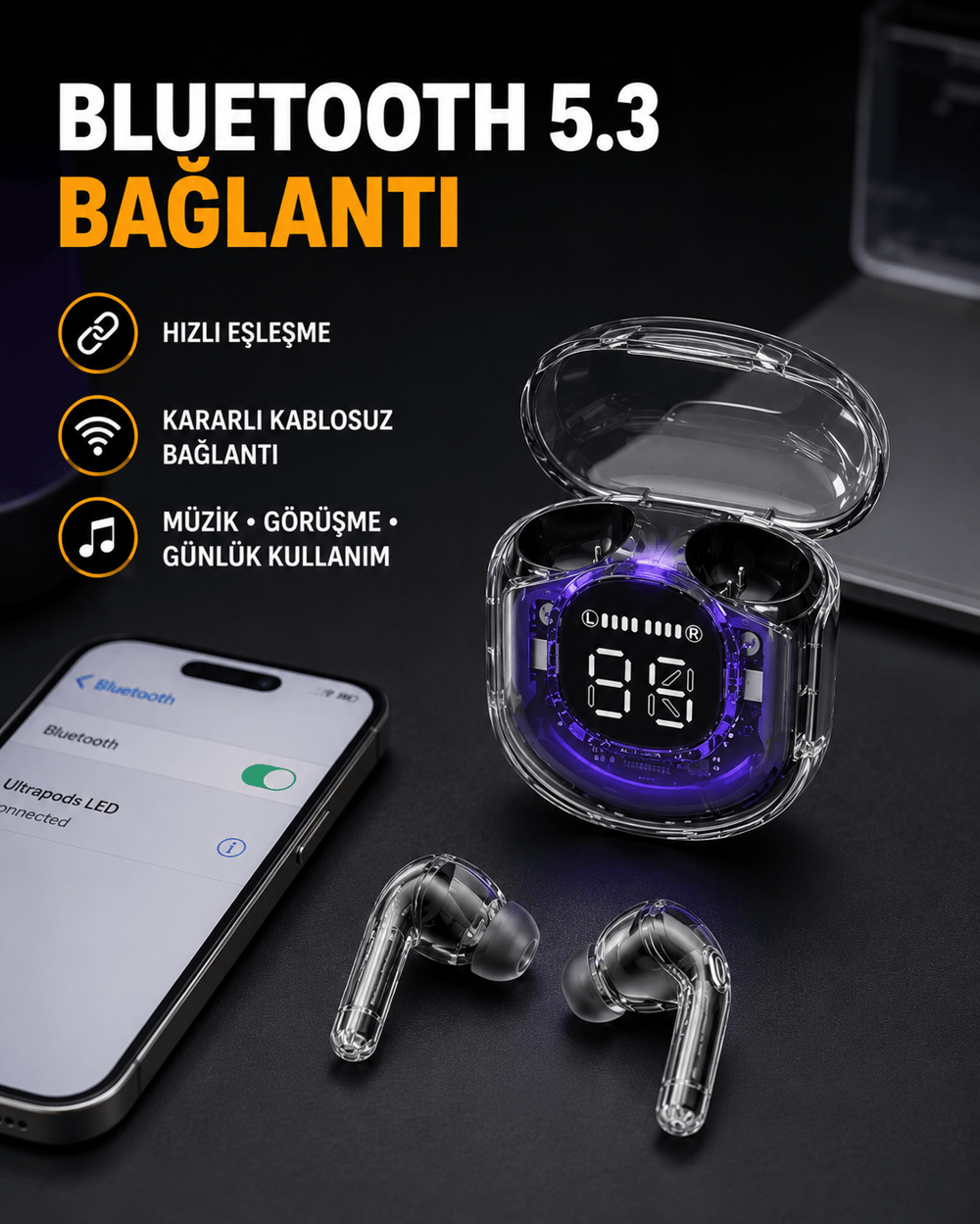 Kablosuz Şarj Destekli Hafif ve Güçlü Kulaklık