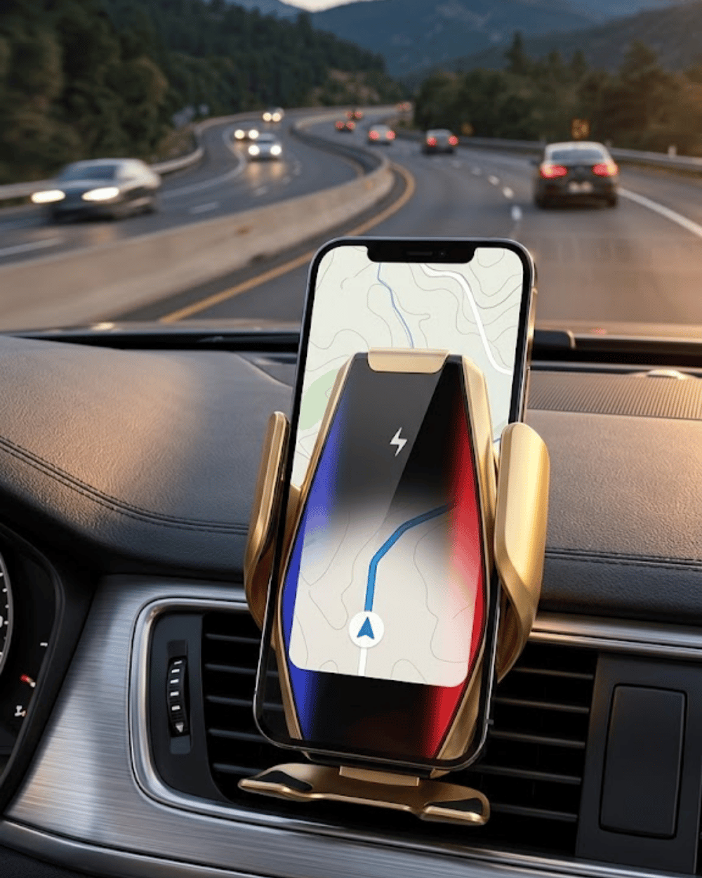 Kablosuz Şarjlı Araç Telefon Tutucu Sensörlü Otomatik Kilit 360 Derece Döner