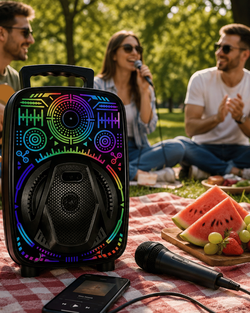 Karaoke Hoparlör RGB LED Işıklı USB FM Radyo Destekli Taşınabilir Speaker