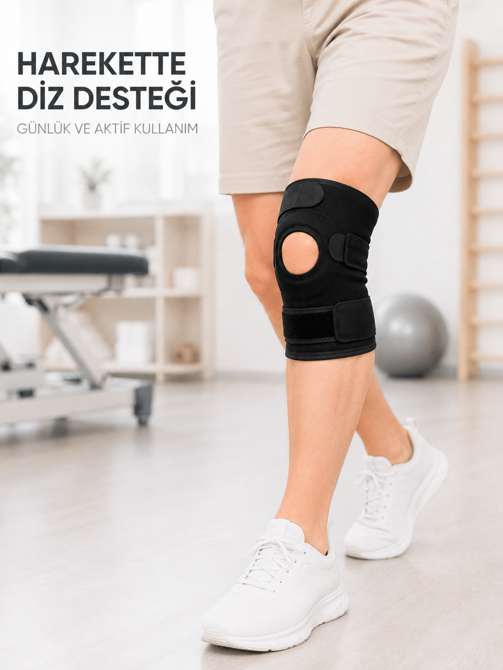 Kısa Ligamentli Dizlik Açık Diz Kapağı Ayarlanabilir Cırtlı Diz Destekleyici Spor Dizlik