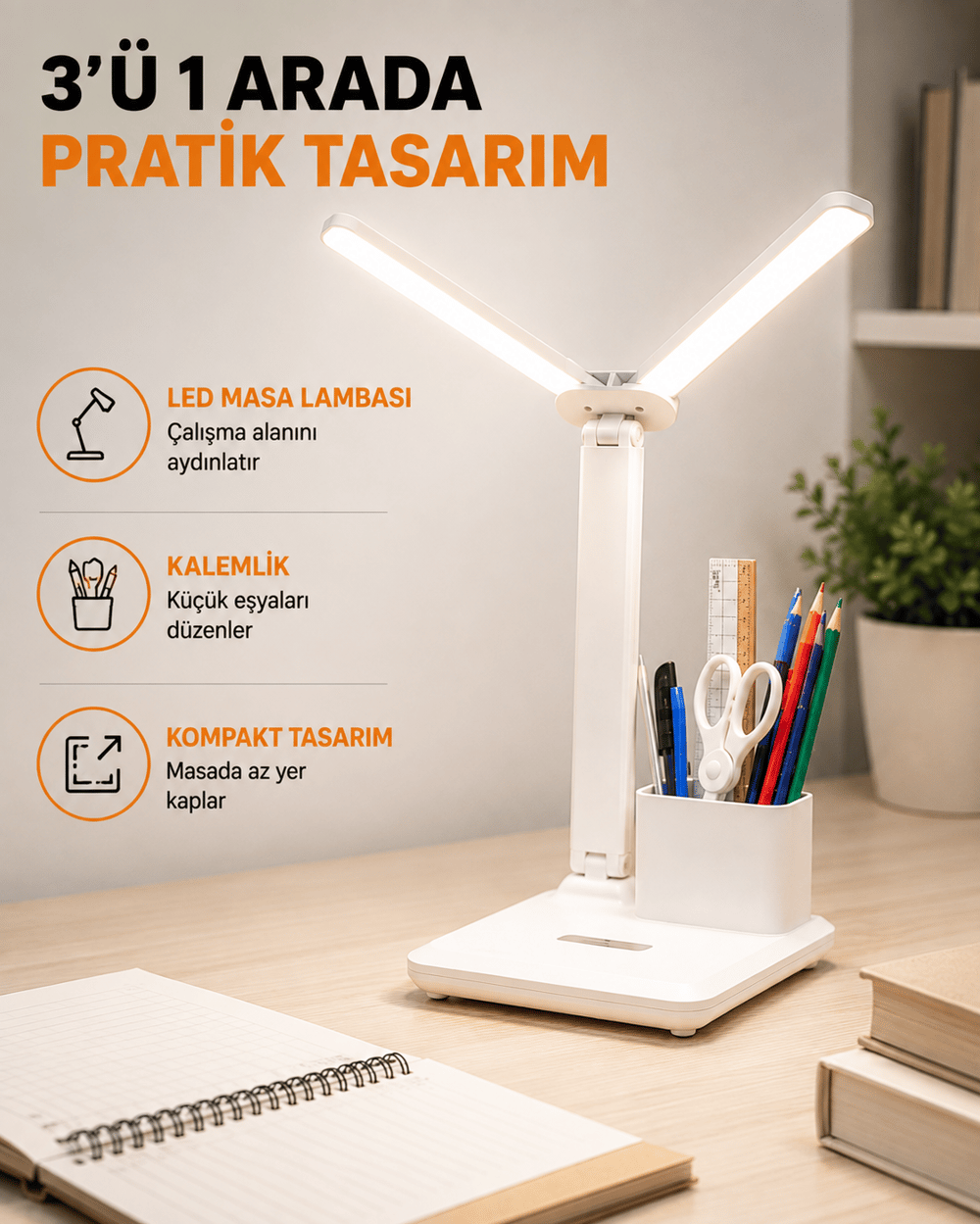 LED Işıklı Masa Lambası – Göz Yormayan, Kısılabilir ve Esnek Başlıklı Yeni Nesil