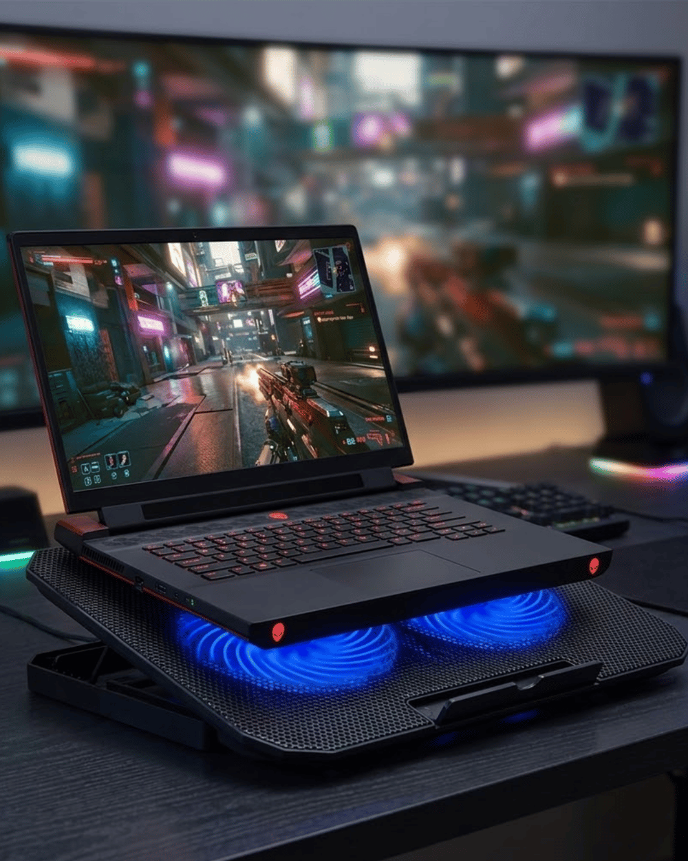 Laptop Soğutucu Stand Çift Fanlı 17 İnç Uyumlu Ayarlanabilir Notebook Altlığı