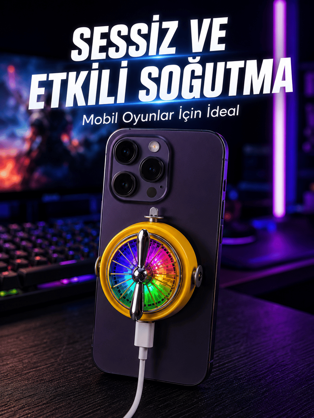 Manyetik Telefon Soğutucu RGB Fanlı Mobil Oyun Soğutucusu