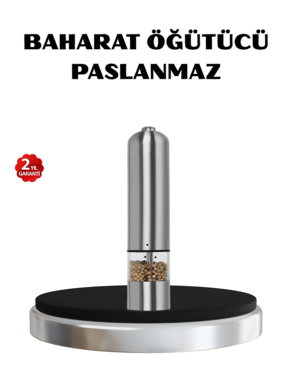 Modern Otomatik Baharat Öğütücü Seti – Pilli, Paslanmaz Çelik, LED Aydınlatmalı