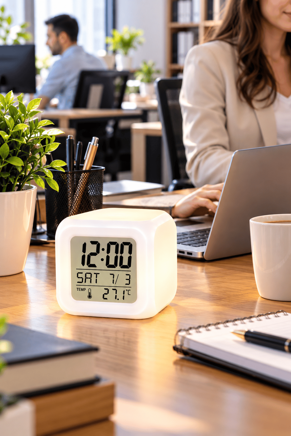 Modern Tasarımlı Küp Saat LED Aydınlatmalı Dijital Alarm Saati
