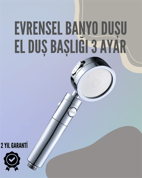 Paslanmaz Çelik Çok Fonksiyonlu El Duş Başlığı – 3 Modlu Püskürtme Seçeneği