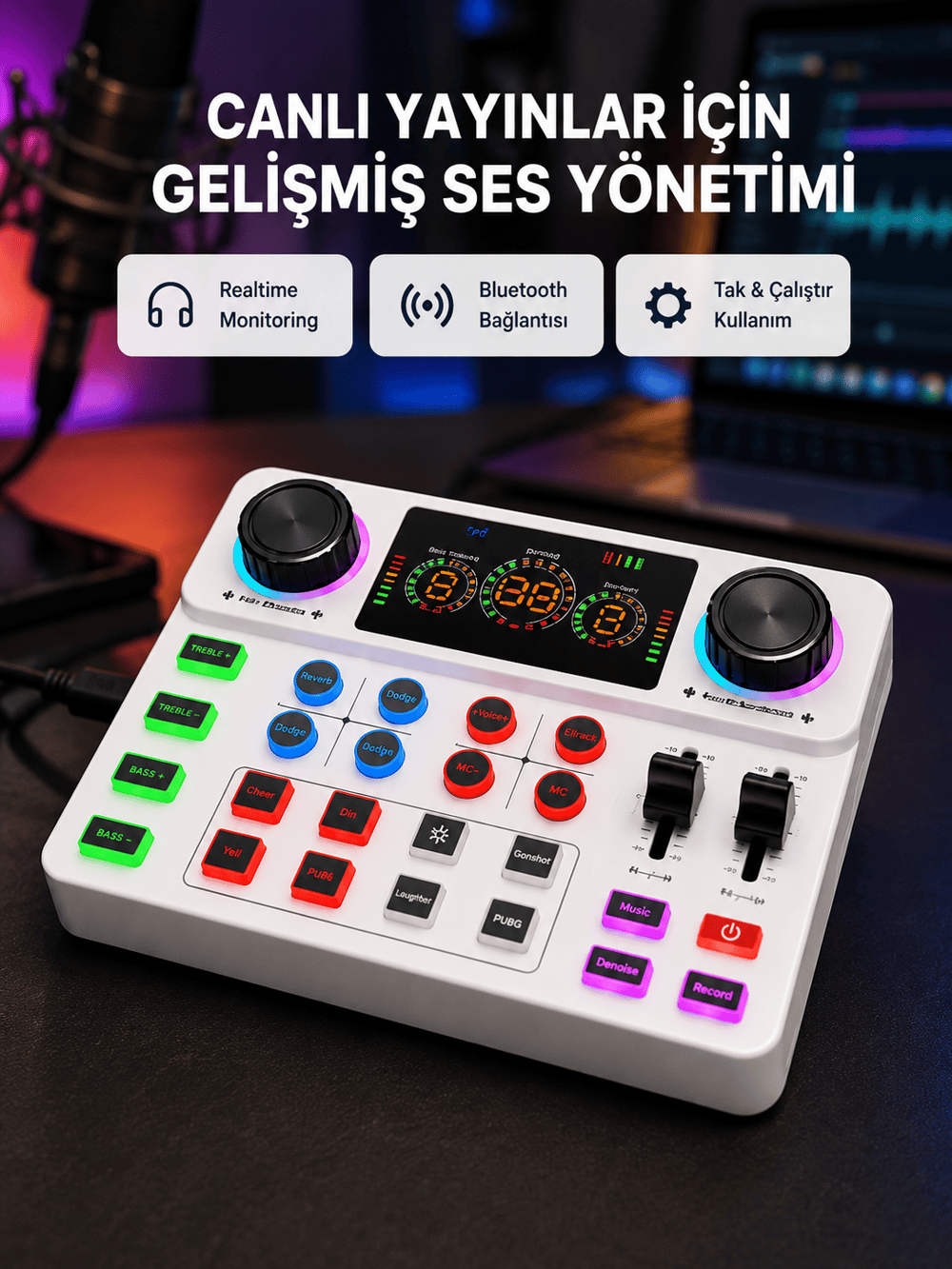 Podcast Karaoke ve Sosyal Medya Yayınları İçin Ses Kartı