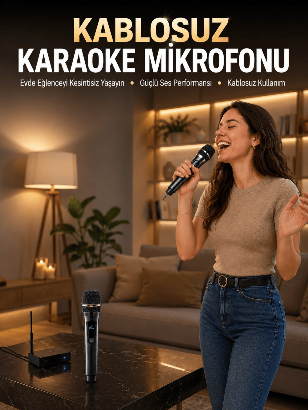 Profesyonel Kablosuz Mikrofon Seti Çift Mikrofonlu
