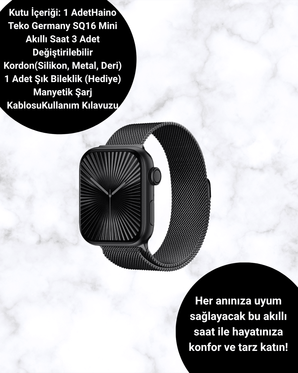 SQ-16 Mini Series 10 – Dokunmatik Akıllı Saat | Kalp Ritmi, SpO2, Uyku Takibi