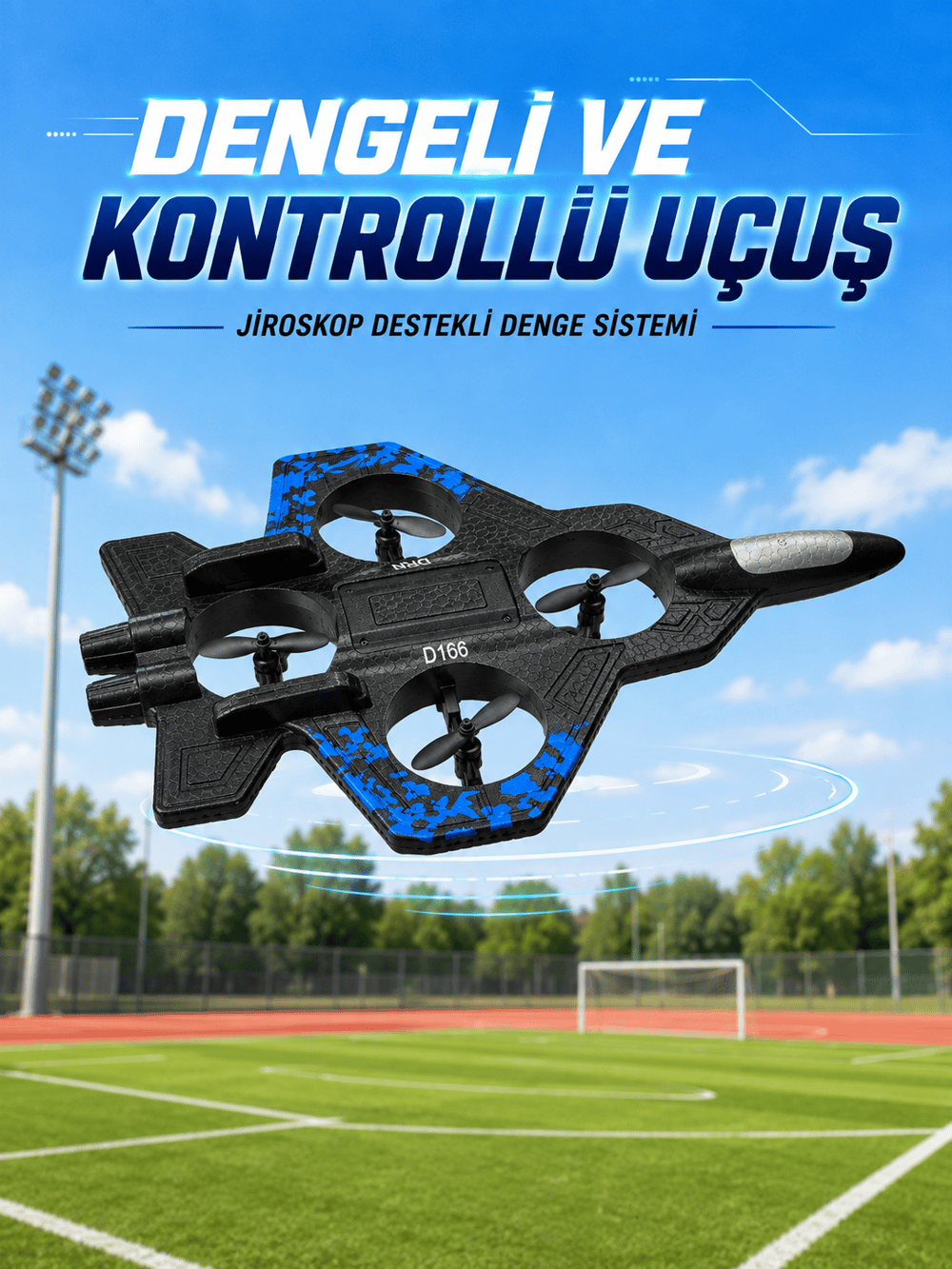 Savaş Uçağı Tasarımlı Drone 2.4G Uzaktan Kumandalı 360° Takla Jiroskop Tek Tuş Kalkış İniş