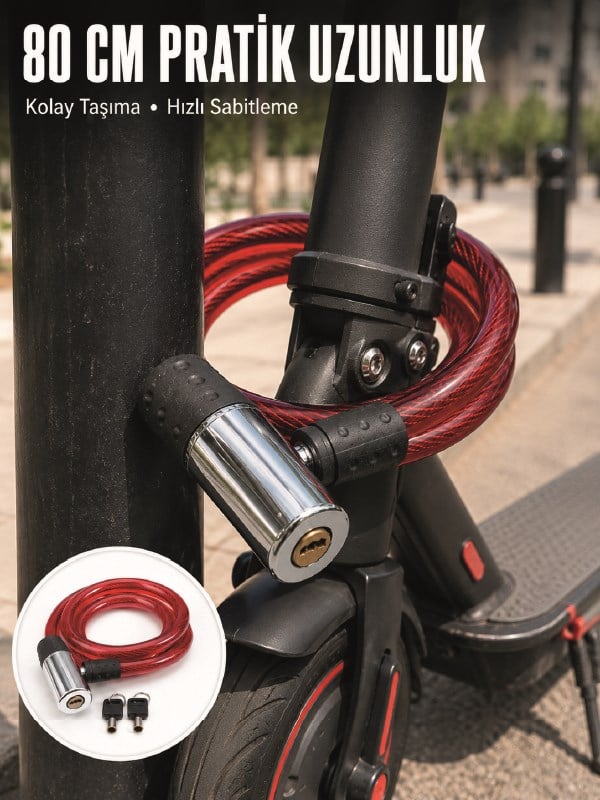 Şeffaf PVC Kaplamalı Anahtarlı Bisiklet Kilidi ile Güvenli Park Deneyimi