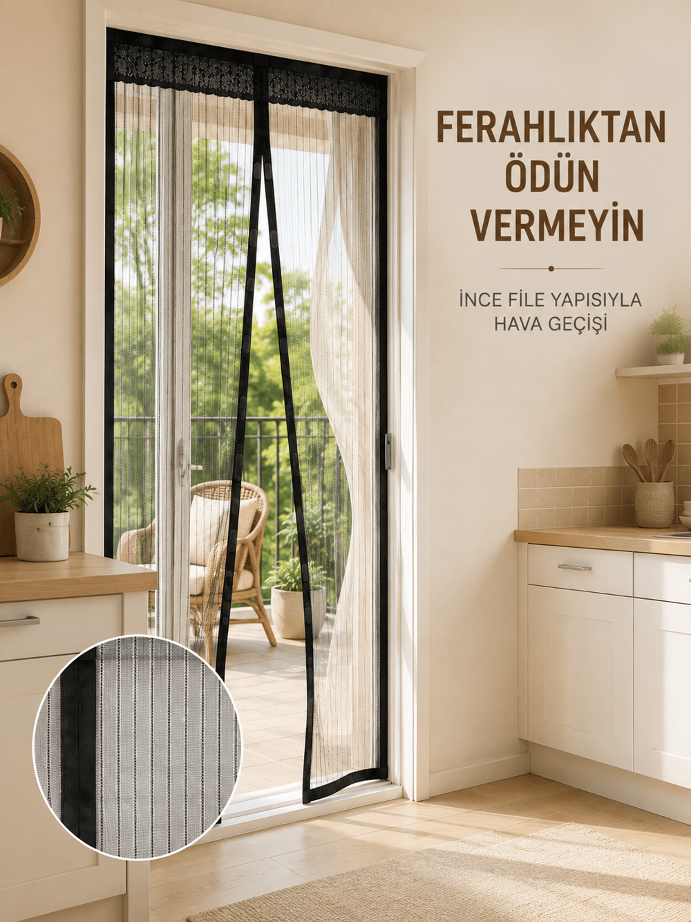 Siyah Mıknatıslı Kapı Sinekliği Sinek ve Böceklere Karşı Koruyucu File