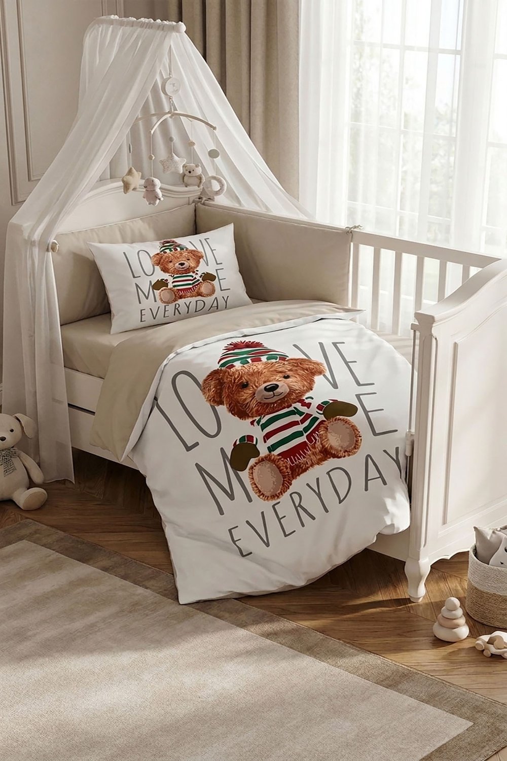 Yenidoğan Bebek %100 Pamuklu Nevresim Takımı Love Me Everyday