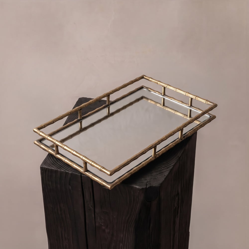 Bambu Metal Form Aynalı Tepsi