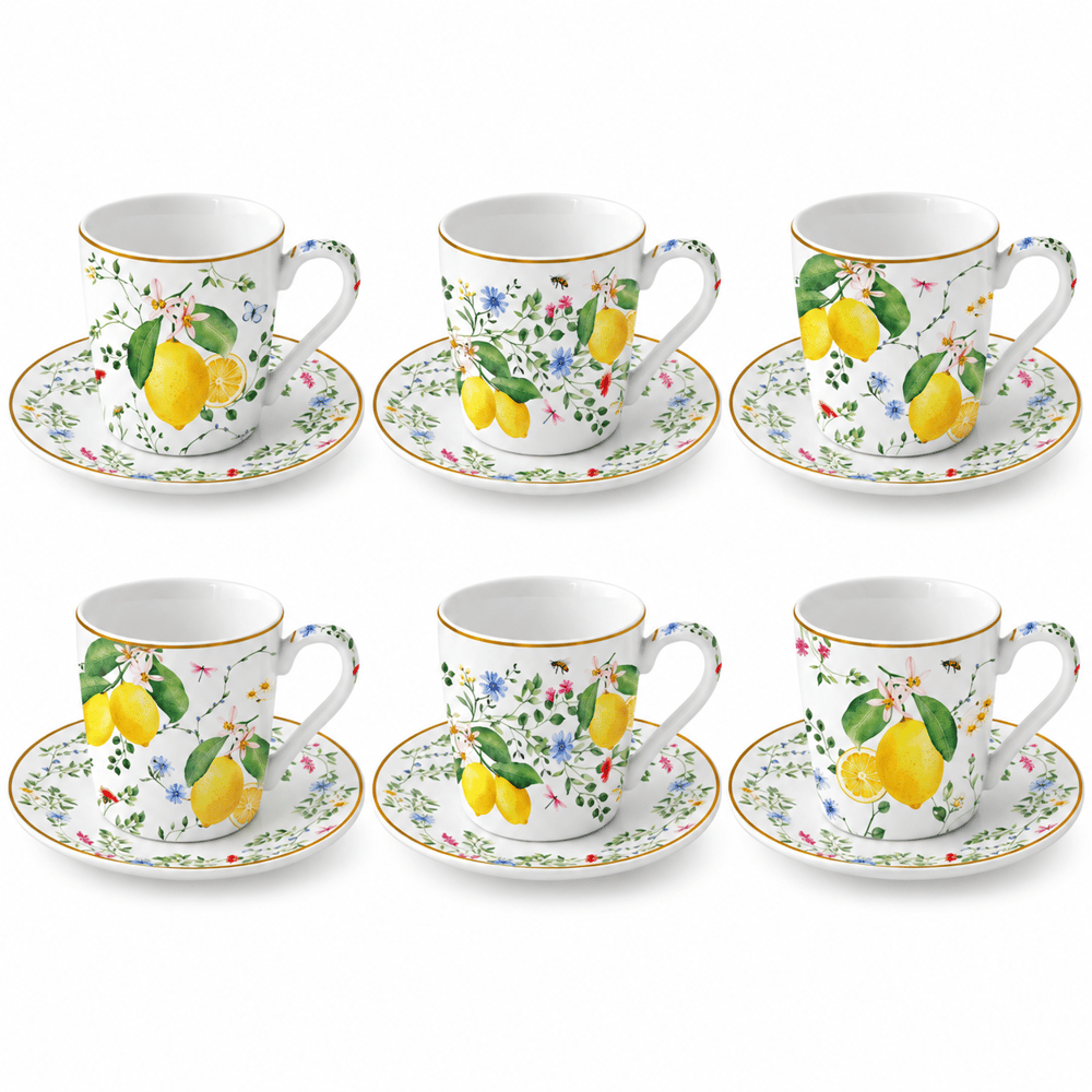 Flowers & Lemons, 12 Parça Kahve Fincanı Seti 