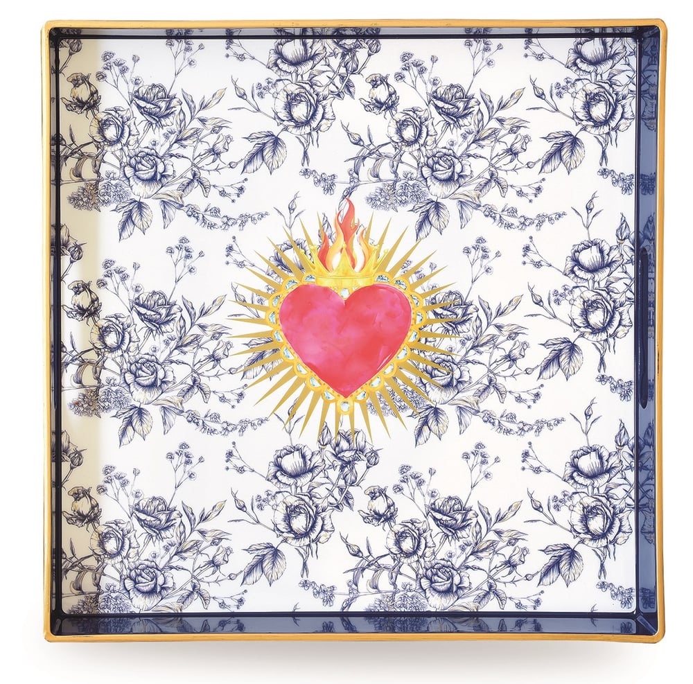 ICONS - HEART (Kalp) serisi, renkli kutulu polipropilen (plastik) tepsi 33 x 33 cm