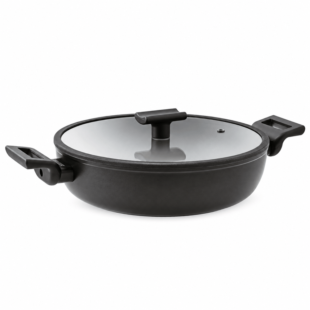 Saute Pan 2 Handles Cm 28 W/Lid Titan Pro Double Induction Aluminum
