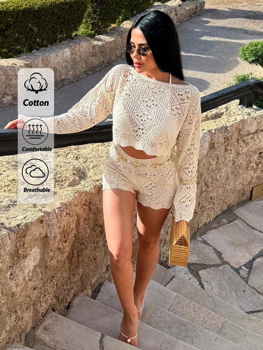 Angelweave Tığ İşi Plaj Örtüsü Seti - Romantik Stil, Cilveli, Şık, Yumuşak Güç, Klasik Estetik, Yaz, Sade Lüks, Bale Tarzı, Kır Evi Tarzı, Sahil Rüyası, Tatil Modası, El Yapımı Zarafet, Temiz Kız Havası, Eterik Kadınsılık, Akdeniz Işıltısı, Zamansız Roman