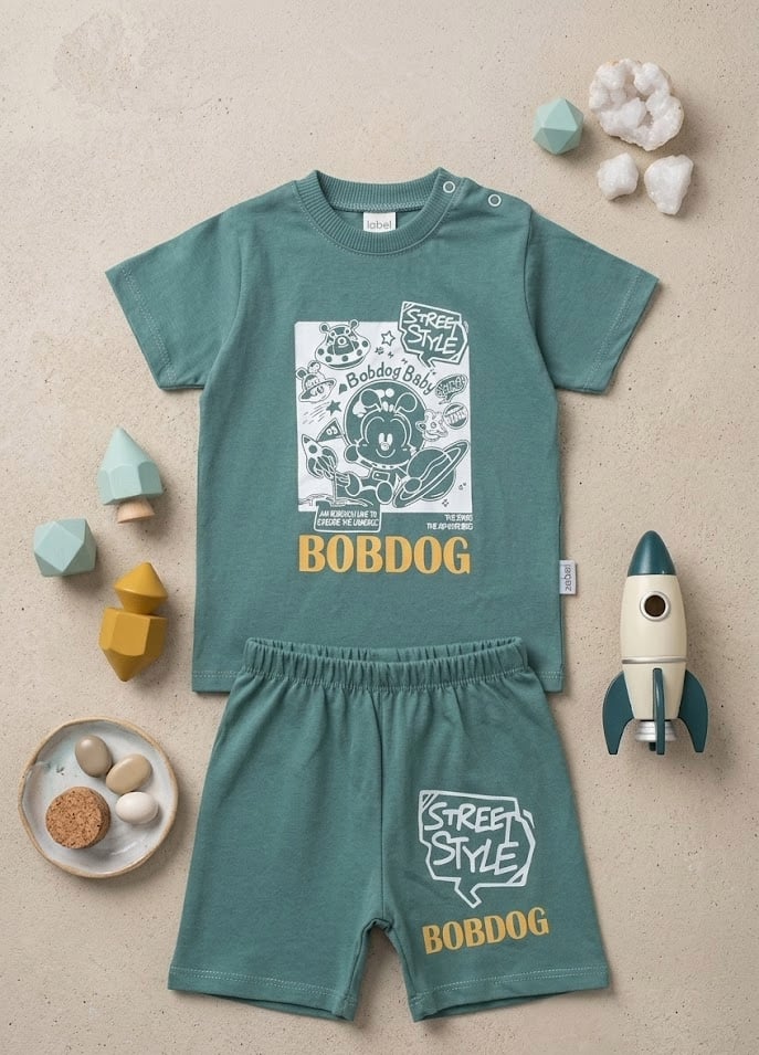 Erkek Bebek Bobdog Baskılı Şortlu Takım