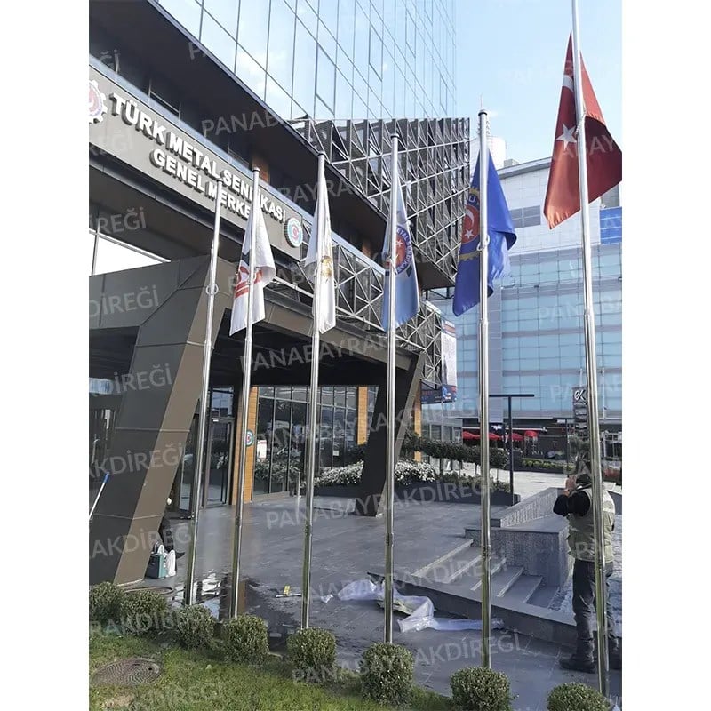 4 Metre İnox 304 Kalite Paslanmaz Krom Çelik Standart Bayrak Direği