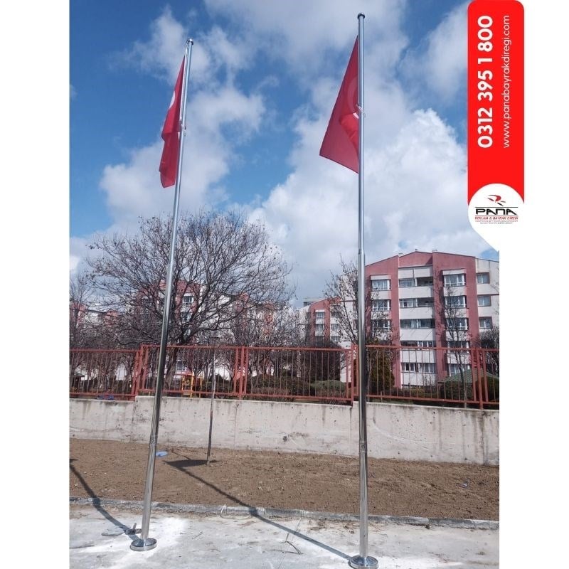 4 Metre İnox 304 Kalite Paslanmaz Krom Çelik Ekonomik Bayrak Direği