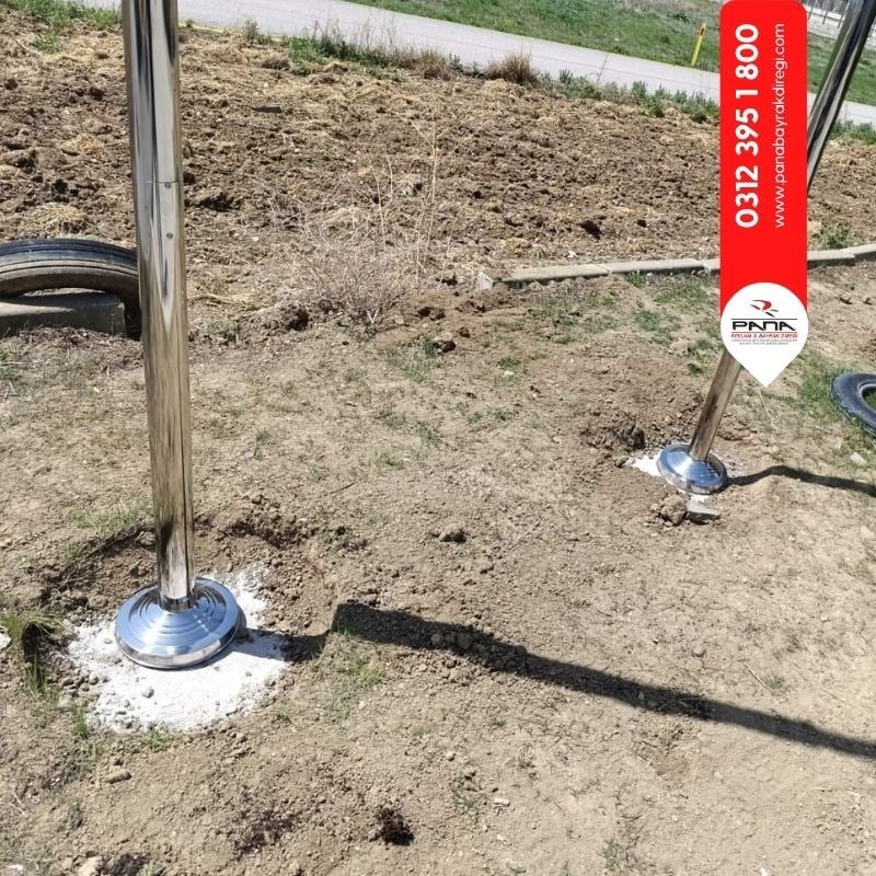 6 Metre İnox 304 Kalite Paslanmaz Krom Çelik Ekonomik Bayrak Direği