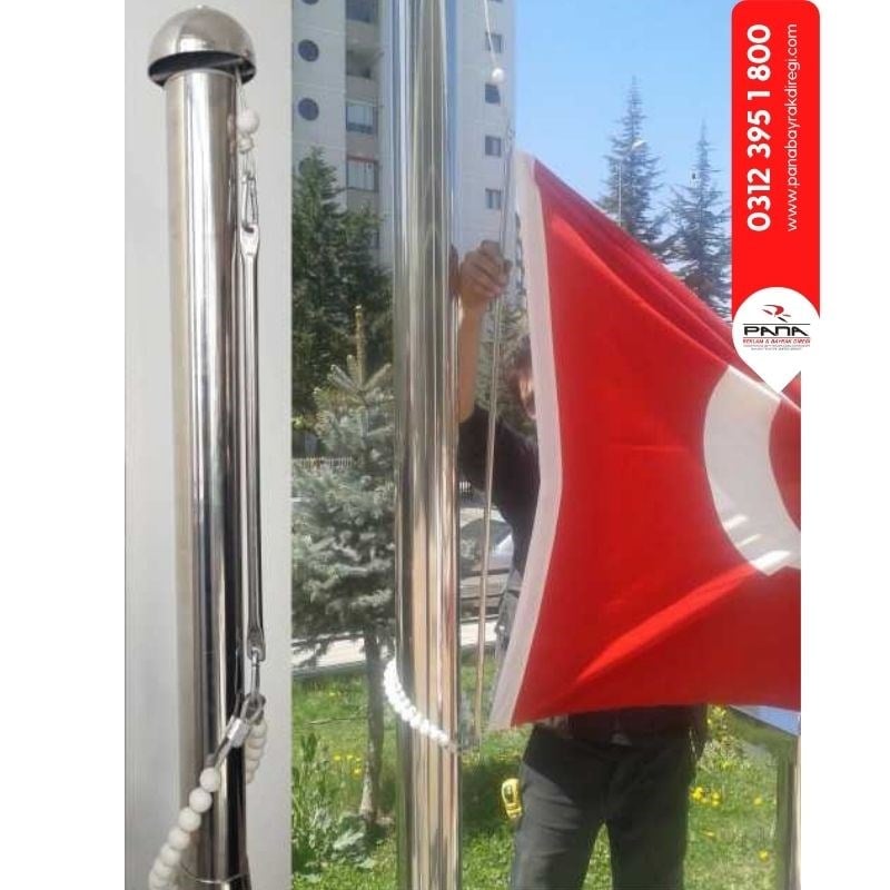 7 Metre İnox 304 Kalite Paslanmaz Krom Çelik Ekonomik Bayrak Direği