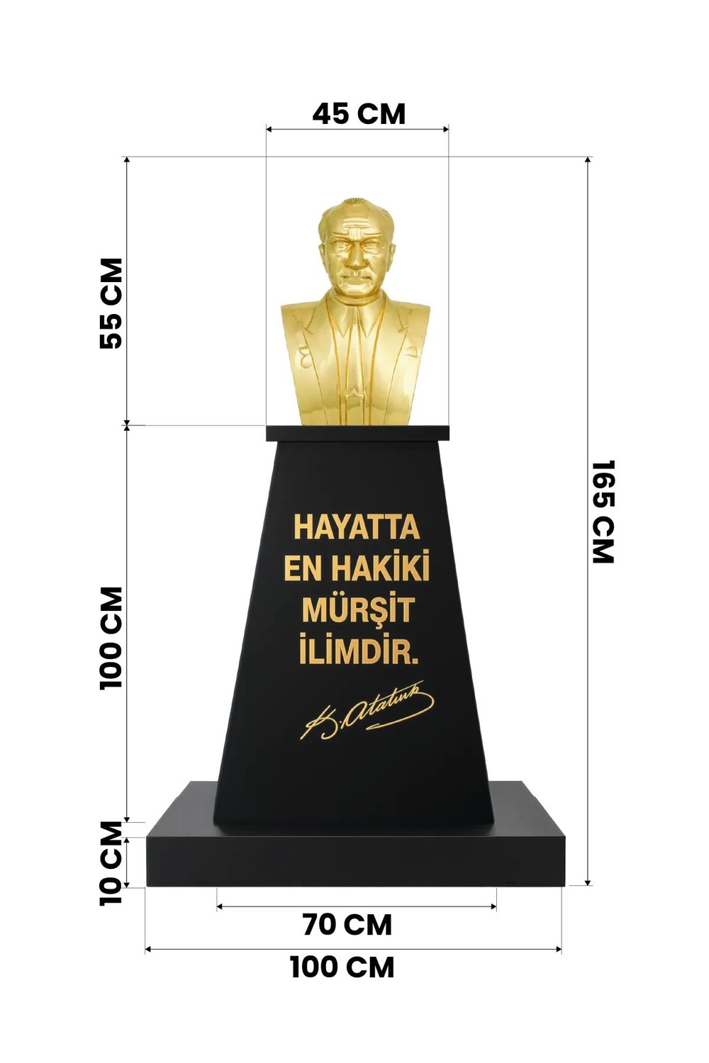 Atatürk Büstü (55cm Pirinç)+ Kaide (100cm)+ Alt Tabla İlkokul Modeli