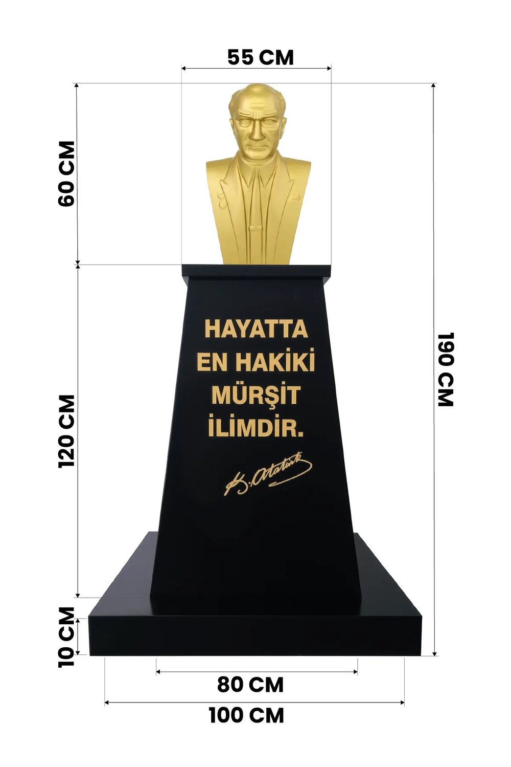 Atatürk Büstü (60cm Fiber)+ Kaide (120cm)+ Alt Tabla Lise Modeli