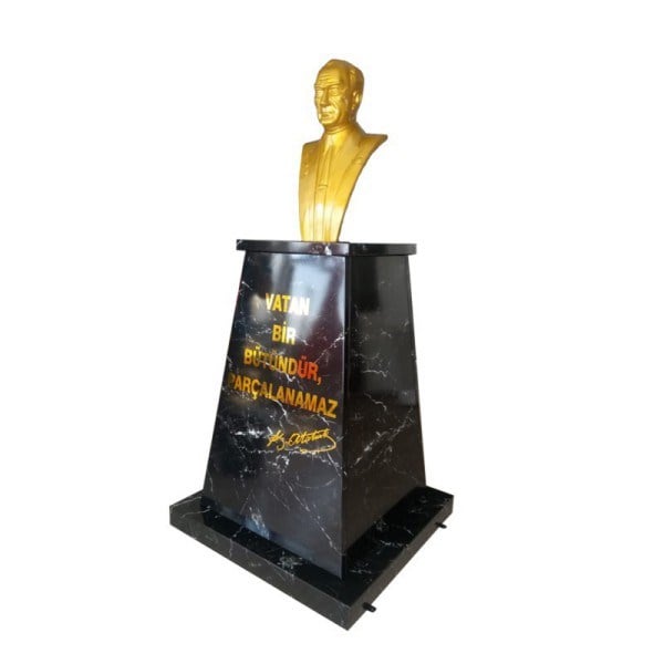 Atatürk Büstü (70cm Alüminyum)+ Kaide (120cm)+ Alt Tabla Granit Desenli