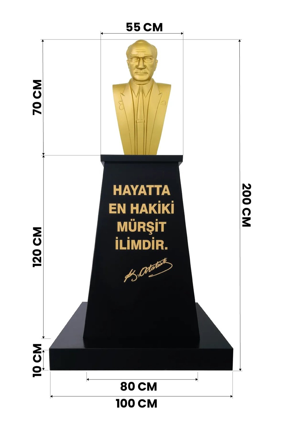 Atatürk Büstü (70cm Fiber)+ Kaide (120cm)+ Alt Tabla Lise Modeli