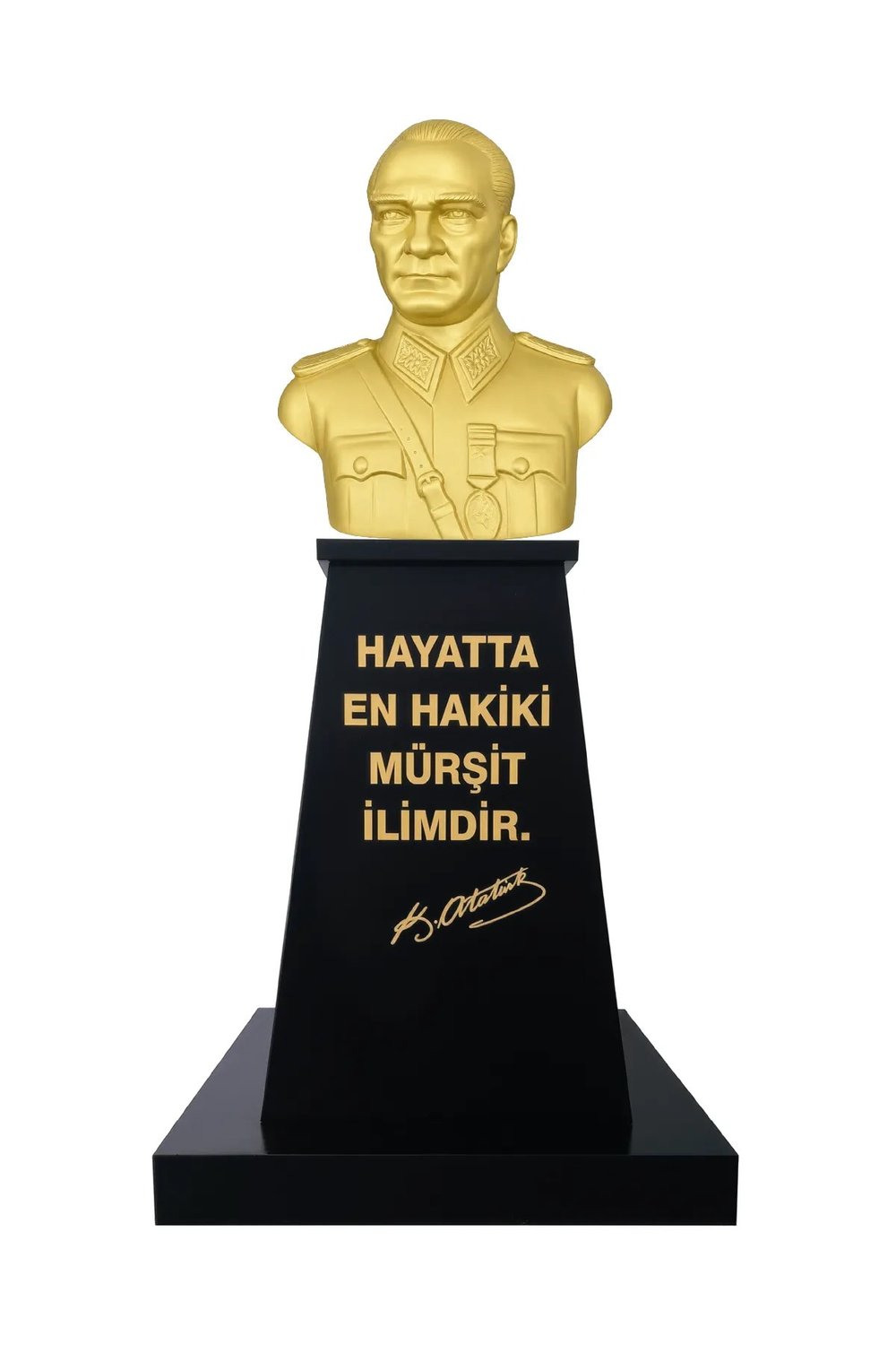 Atatürk Büstü Mareşal Üniformalı (80cm Alüminyum)+ Kaide (120cm)+ Alt Tabla