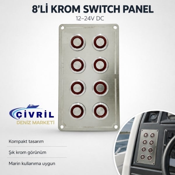 8 LÜ KROM SWİTCH PANEL  SİGORTALI 
