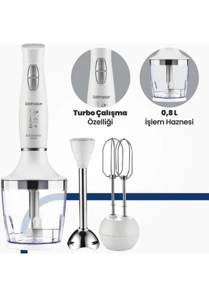 Goldmaster Kitchenmix IN-6140 Beyaz Blender Seti