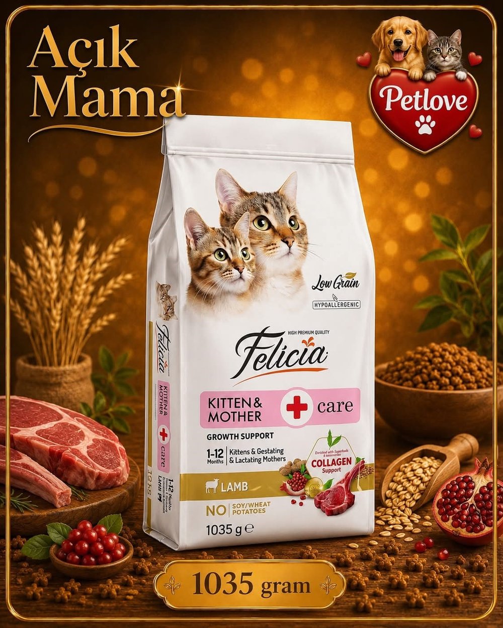 AÇIK Felicia Yavru Kuzu Etli KEdi 1 KG