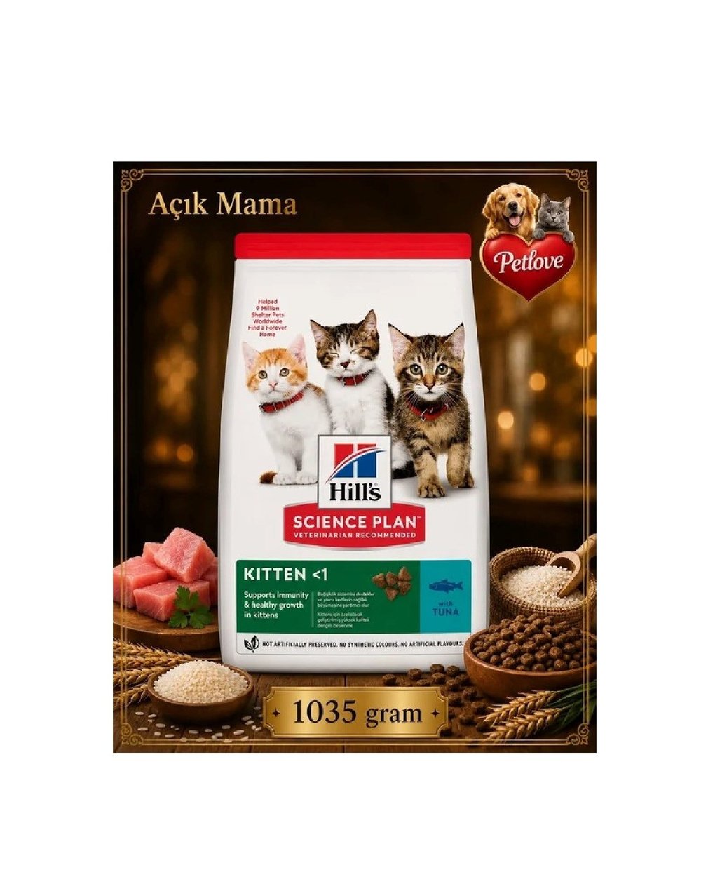 (AÇIK)  HİLLS YAVRU BALIKLI KEDİ KURU MAMASI 1 KG