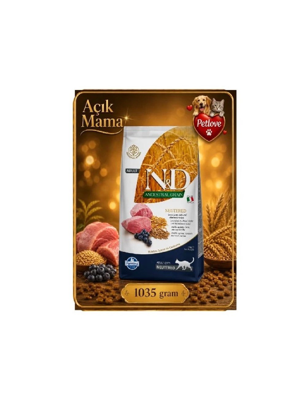 (AÇIK) N&D KUZU KISIRLAŞTIRILMIŞ  KEDİ KURU MAMASI   1 KG