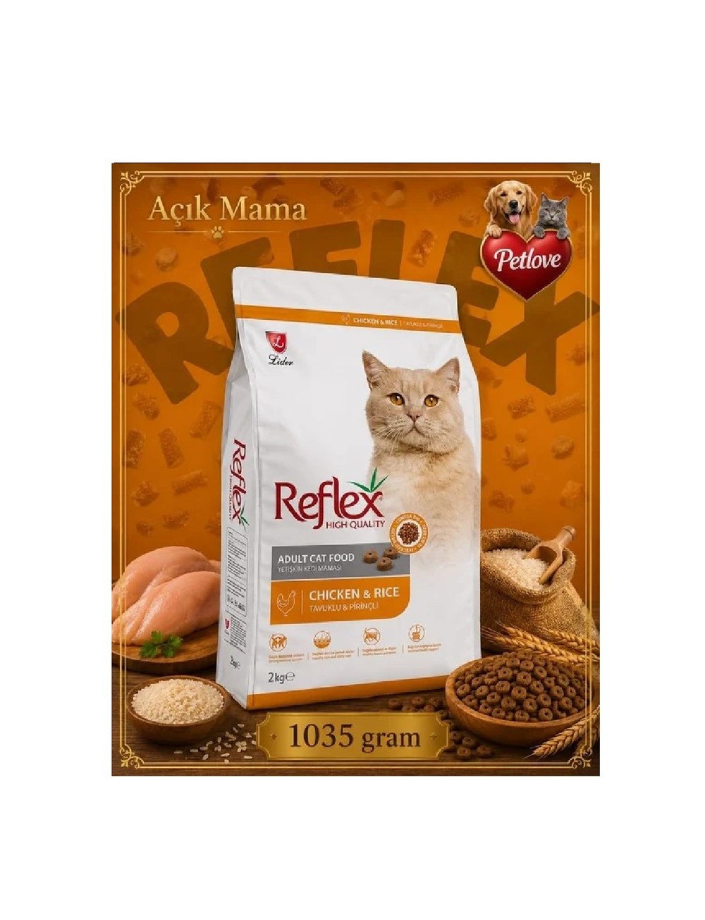 (AÇIK) REFLEX  TAVUKLU YETİŞKİN   KEDİ KURU MAMASI 1 KG 
