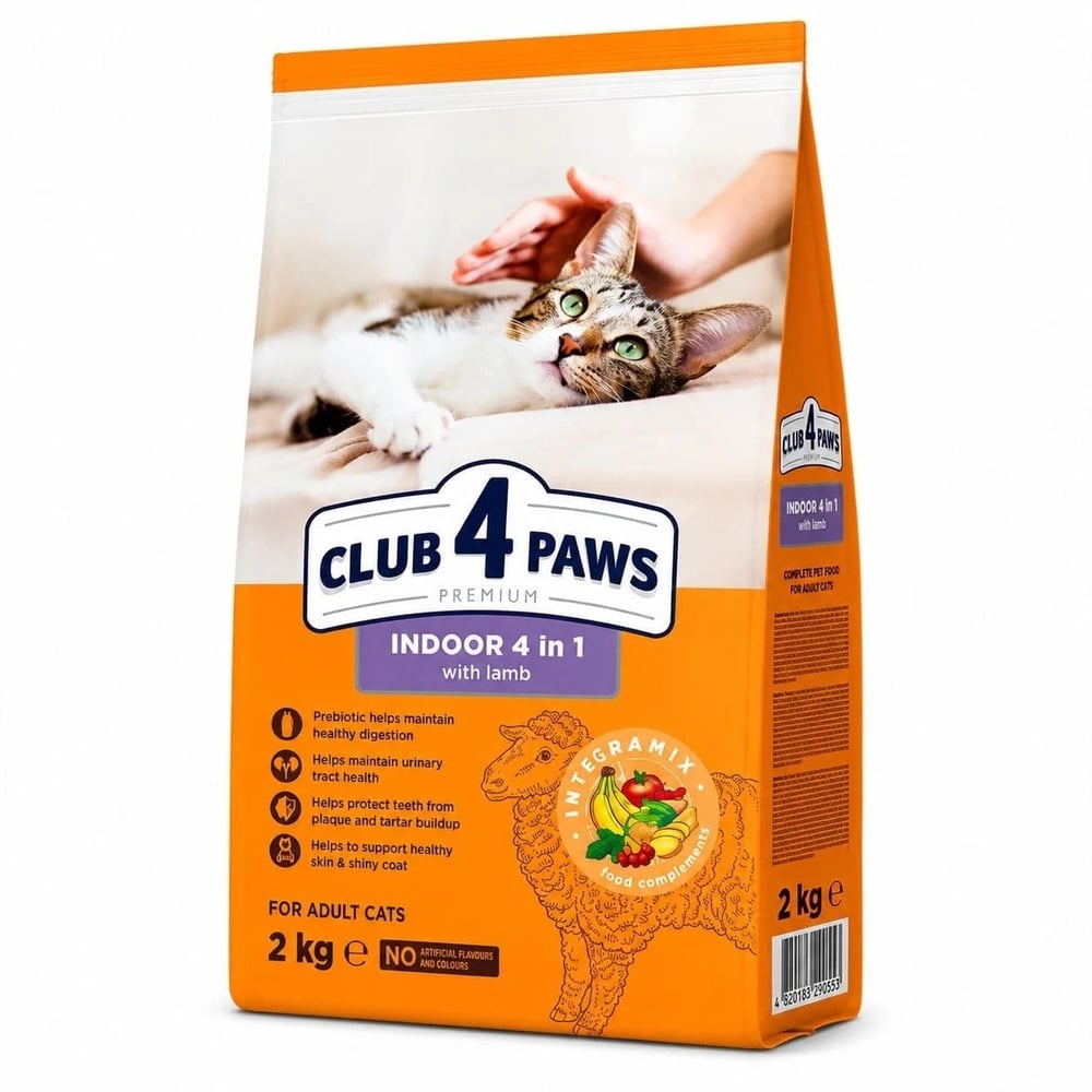 CLUB 4 PAWS INDOOR 4 IN 1 KUZU ETLİ YETİŞKİN KEDİ KURU MAMASI 14 KG 