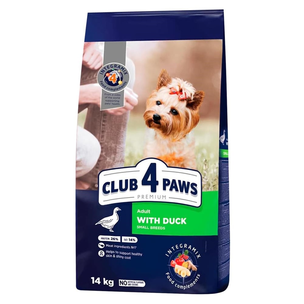 CLUB 4 PAWS PREMIUM KÜÇÜK IRK YETİŞKİN KÖPEKLER «ÖRDEKLİ» İÇİN TAM KURU MAMA 2 KG 