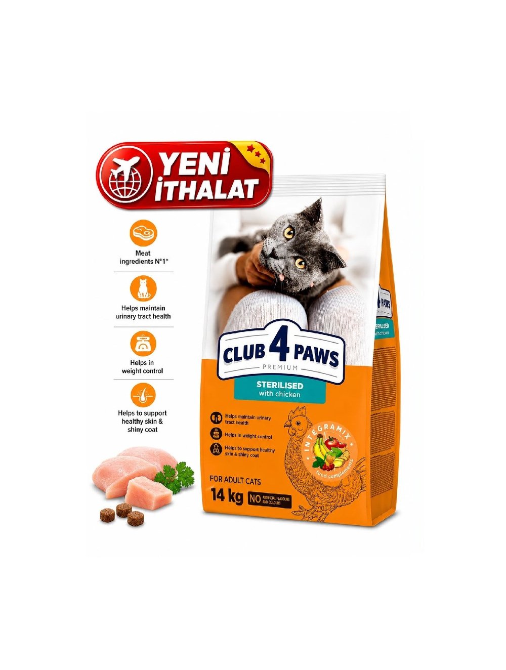CLUB 4 PAWS PREMIUM TAVUKLU KISIR YETİŞKİN KEDI KURU MAMASI 14 KG