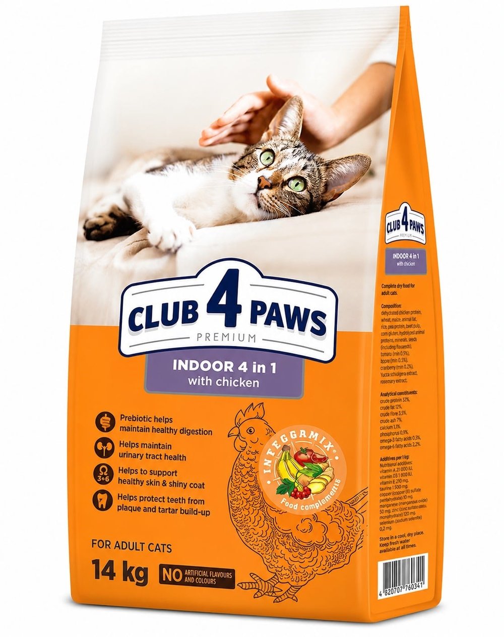 CLUP4PAWS INDOOR TAVUKLU YETISKIN KEDI MAMASI 14 KG